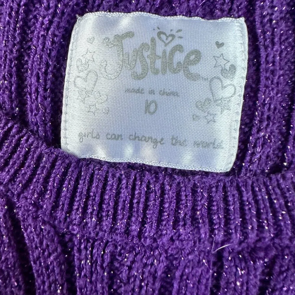 Justice Girls Size 10 Sweater Dress Purple Blue Chevron Sequin Sparkle Knit